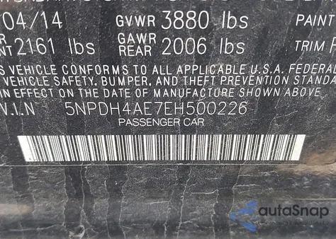 2014 Hyundai Elantra Limited from USA, damaged, VIN 5NPDH4AE7EH500226